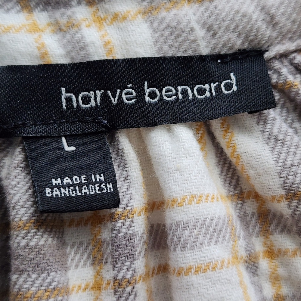 Harve Benard Plaid Button Up Womens Large Gray Ruffle Western Flannel Cottage - Picture 5 of 12